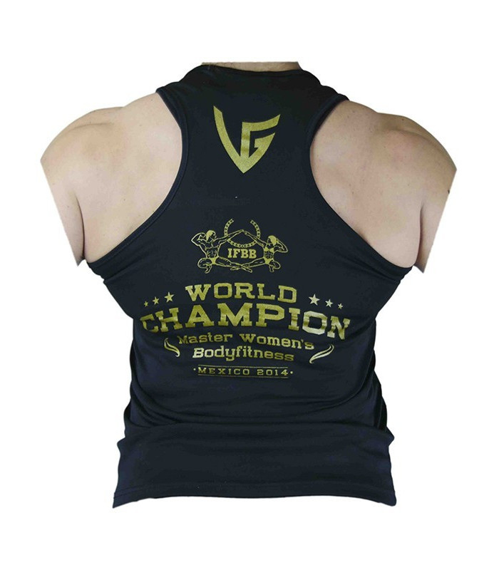T-SHIRT VG- WORLD CHAMPION NEGRA-DORADA