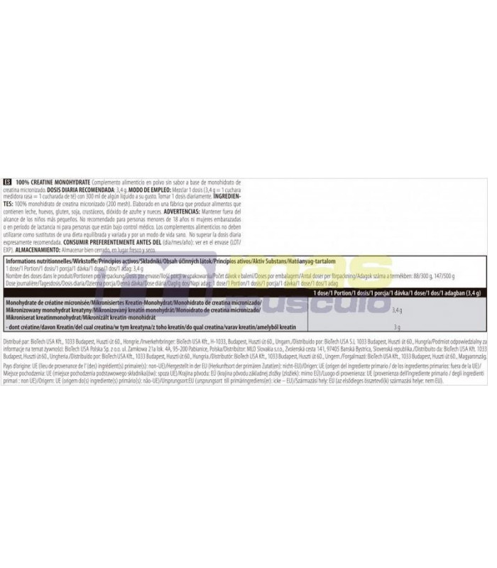 CREATINE MONOHYDRATE 100% BIOTECH USA