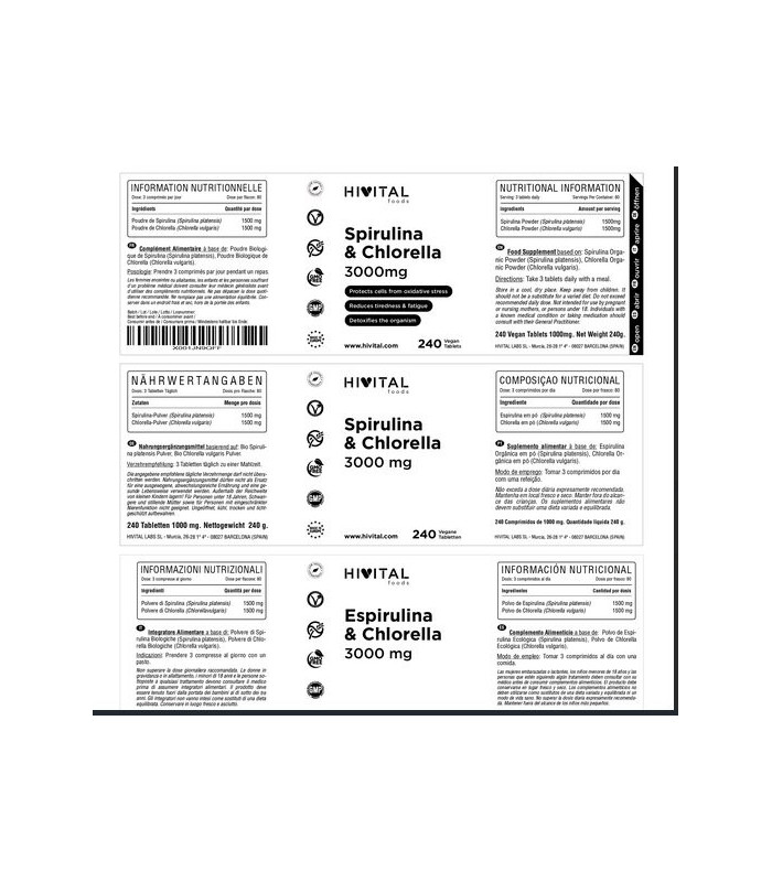ESPIRULINA Y CHLORELLA 3000 ML HIVITAL