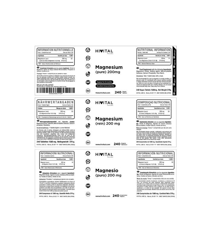MAGNESIO PURO 200 MG HIVITAL