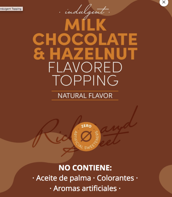 SIROPE DE CHOCOLATE CON LECHE Y AVELLANAS PROZIS 250 g