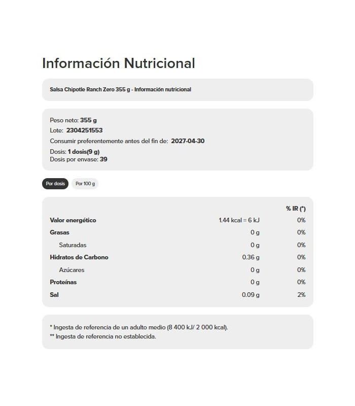 SALSA CHIPLOTE PROZIS 355GR