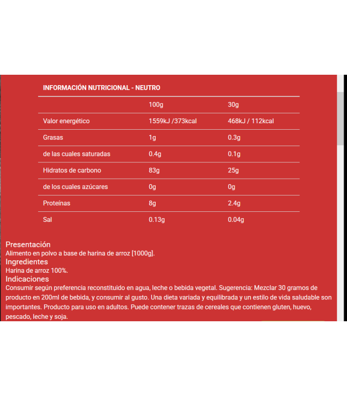 CREMA DE ARROZ NEUTRA MAX PROTEIN 1 k